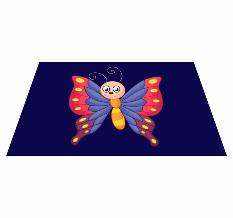 Tapis vinyle papillon souriant aux ailes rouges - TenStickers