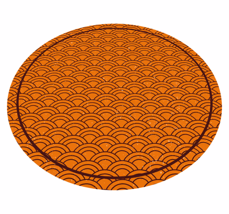 Tapis vinyle rond motif de vagues orange - TenStickers