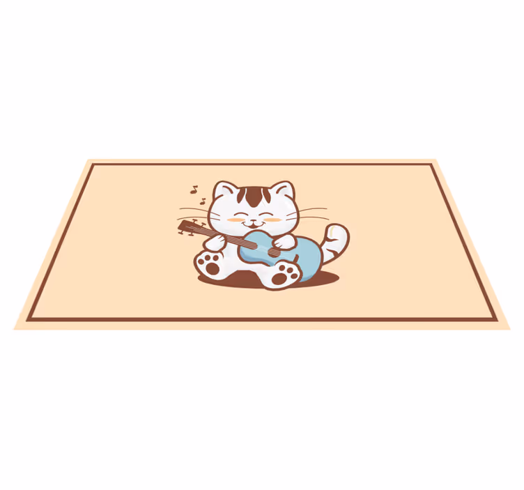 Tapis vinyle animal chat musicien heureux - TenStickers
