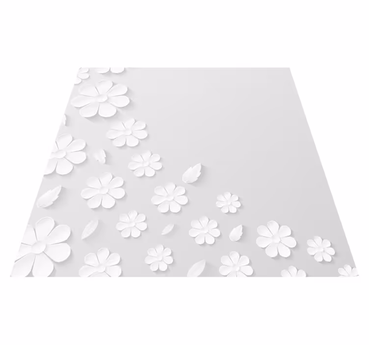 Tapis vinyle fleurs et plantes motif floral blanc - TenStickers