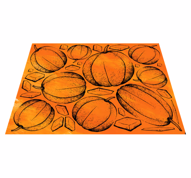 Tapis vinyle halloween récolte de citrouilles - TenStickers