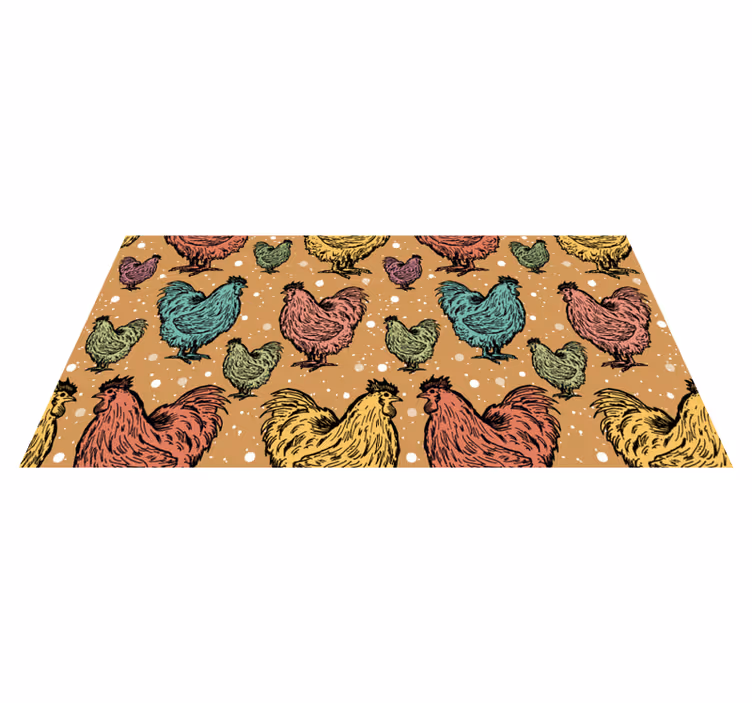 Tapis vinyle animal motifs de coq charmants - TenStickers