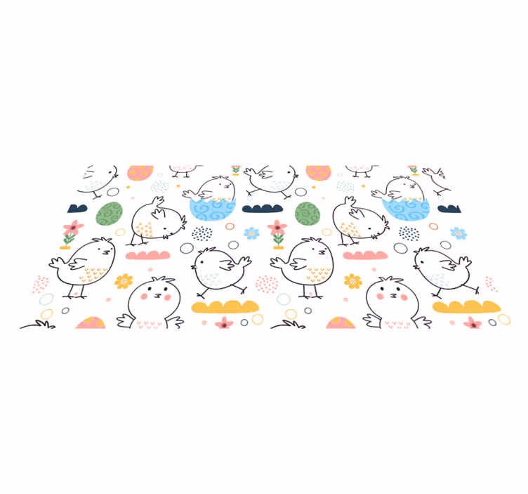 Tapis vinyle pour enfants motif de poulets charmants - TenStickers