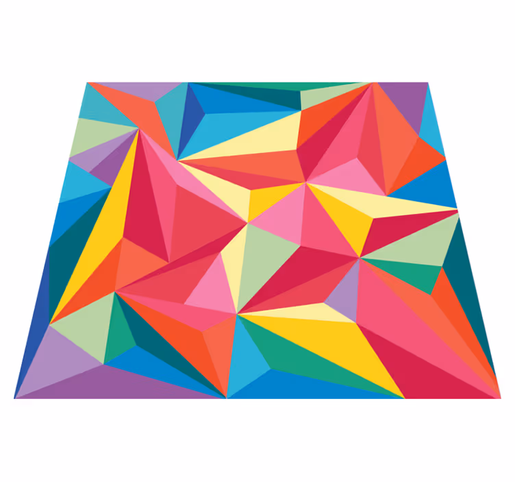 Tapis vinyle geometrique Triangles 3d multicolores - TenStickers