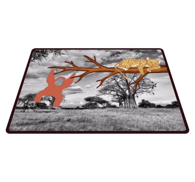 Tapis vinyle animal créatures de la jungle enjouées - TenStickers