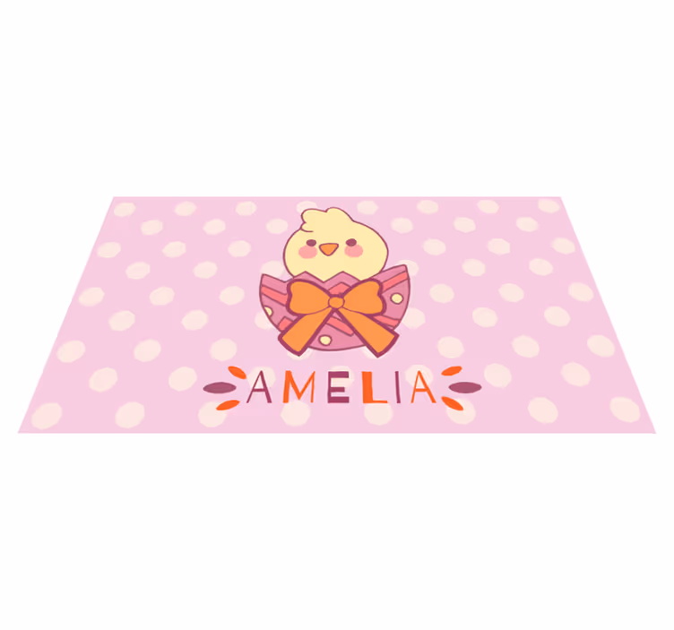 Tapis vinyle chambre bébé poussin rose avec nom - TenStickers