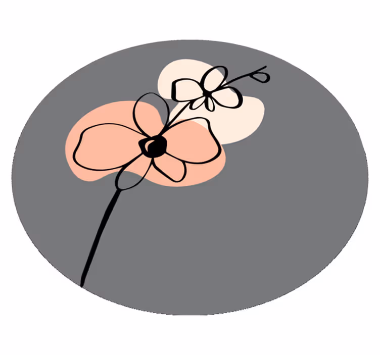 Tapis vinyle fleurs et plantes design gris minimaliste - TenStickers