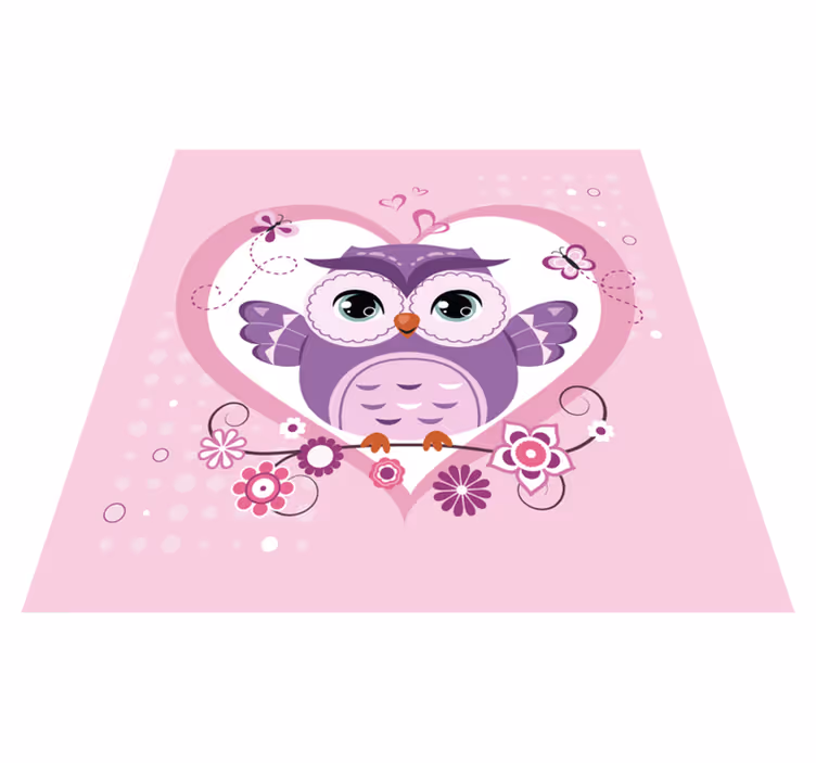 Tapis vinyle chambre Illustration de bébé hibou et foyers - TenStickers
