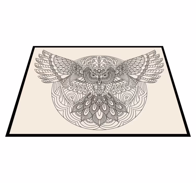 Tapis vinyle mandala motif de hibou élégant - TenStickers