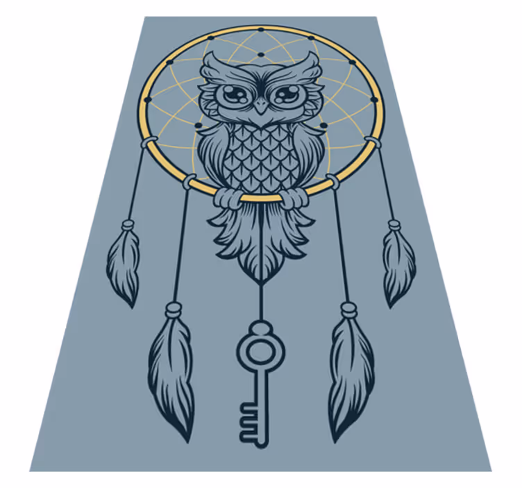 Tapis vinyle chambre Hibou noir avec attrape-rêves - TenStickers