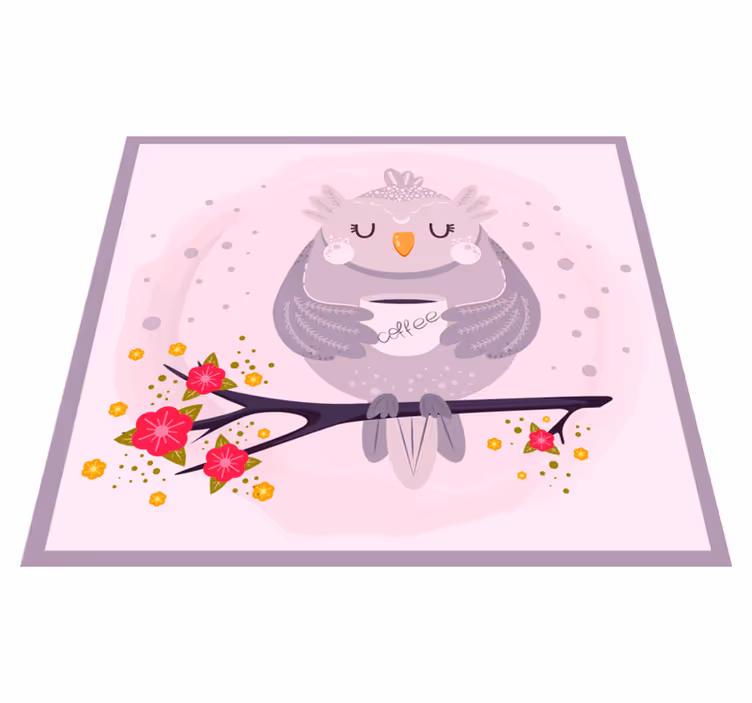 Tapis vinyle animal charmant hibou graphique - TenStickers