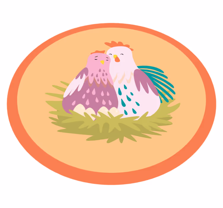 Tapis vinyle rond charmants amis à plumes - TenStickers