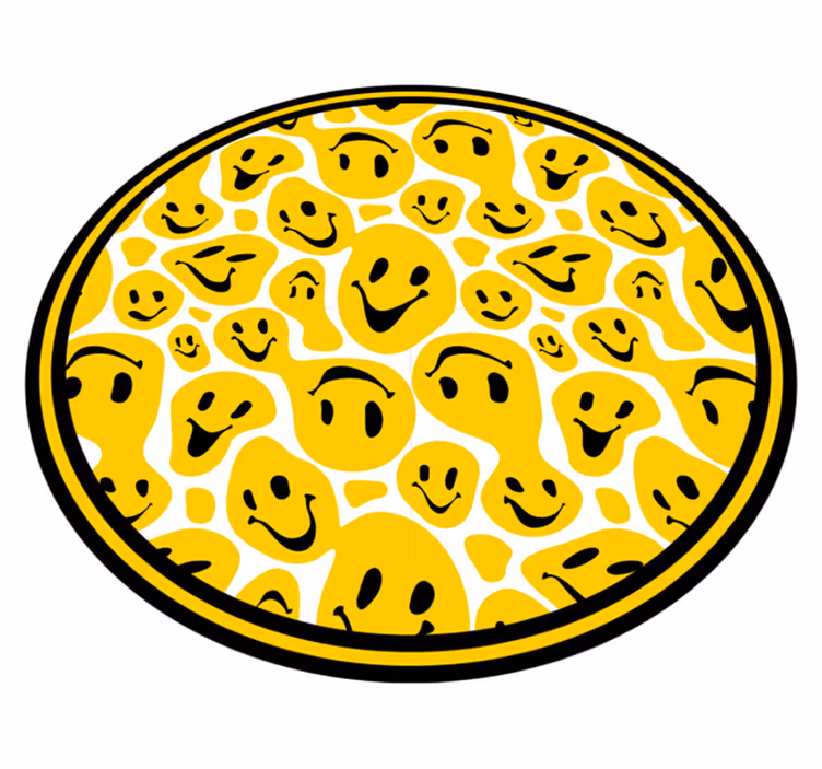Tapis vinyle émoticônes blancs et jaunes - TenStickers