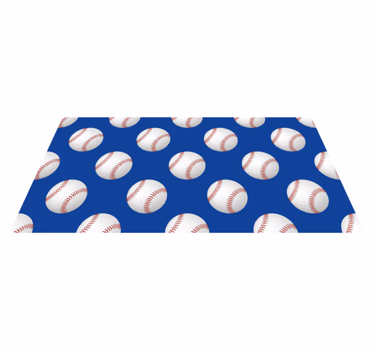 Tapis vinyle rectangulaire Balles de baseball sur fond bleu - TenStickers