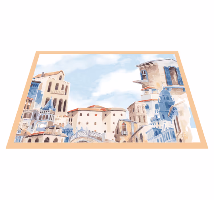 Tapis vinyle chambre paysage urbain côtier - TenStickers