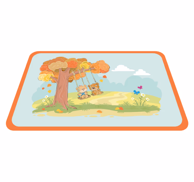 Tapis vinyle pour enfants bébés ours sur des balançoires - TenStickers