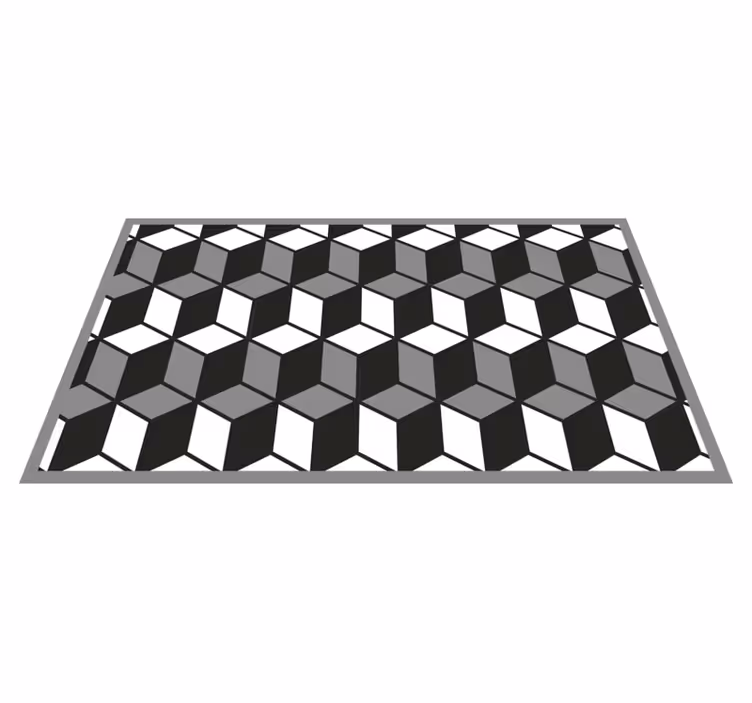Tapis vinyle géométrique motif cubique - TenStickers