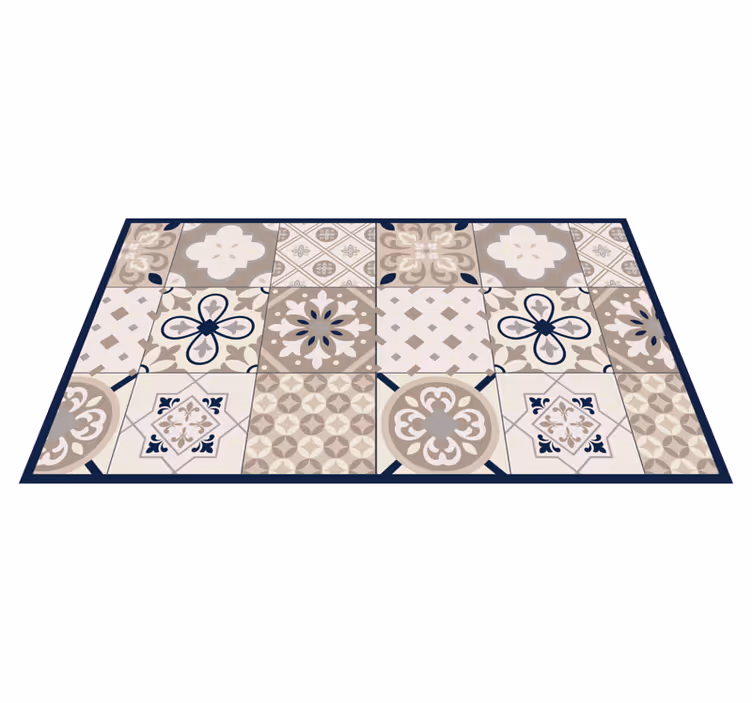Tapis vinyle cuisine carreaux de ciment beige vintage - TenStickers