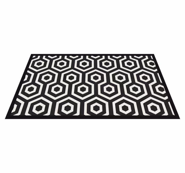 Tapis vinyle salle de bain diagonales et figures noires - TenStickers