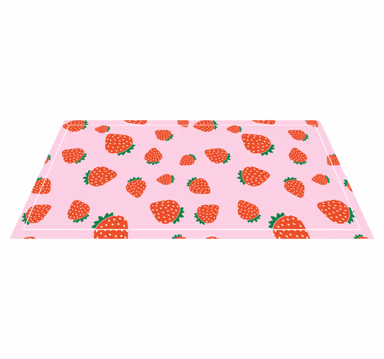 Tapis vinyle fleurs et plantes motif fraise rose - TenStickers