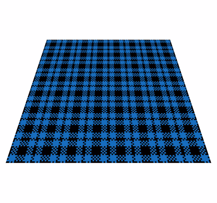 Tapis vinyle carreaux de ciment motif à damier bleu - TenStickers
