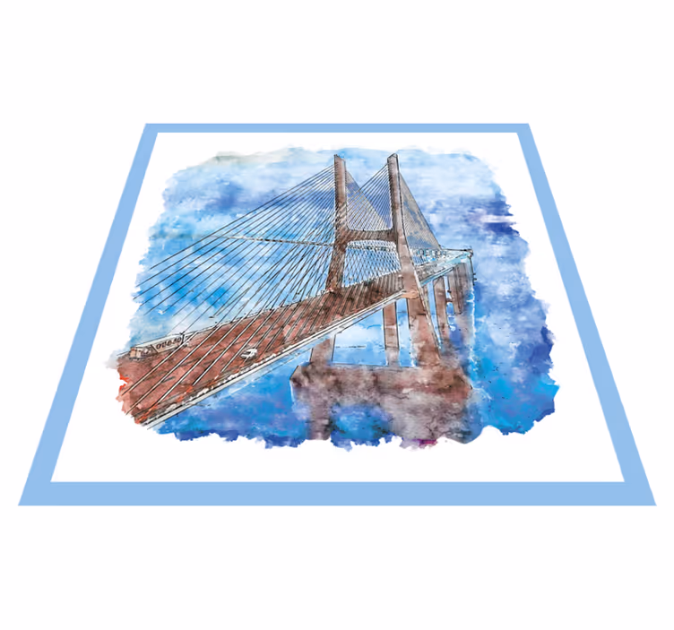 Tapis vinyle moderne Pont lisbonne portugal aquarelle - TenStickers