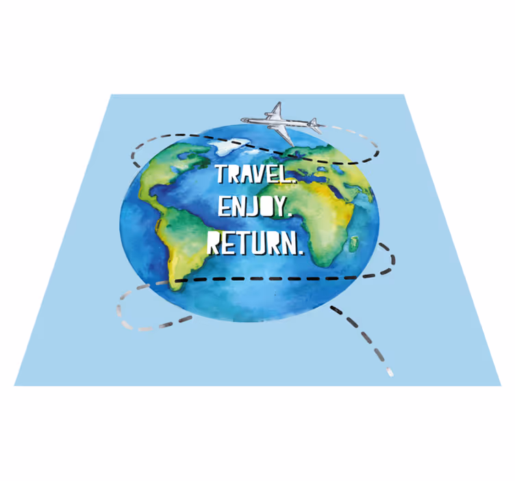 Tapis vinyle citation voyagez, profitez, revenez - TenStickers