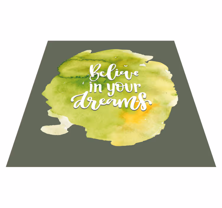 Tapis vinyle citation Aquarelle verte avec message positif - TenStickers