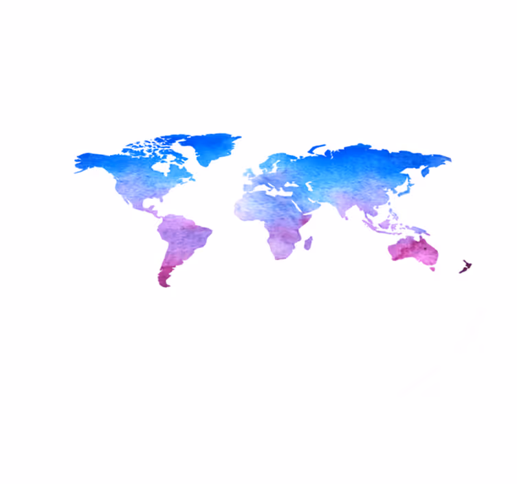 Tapis vinyle carte du monde texture aquarelle circulaire. - TenStickers