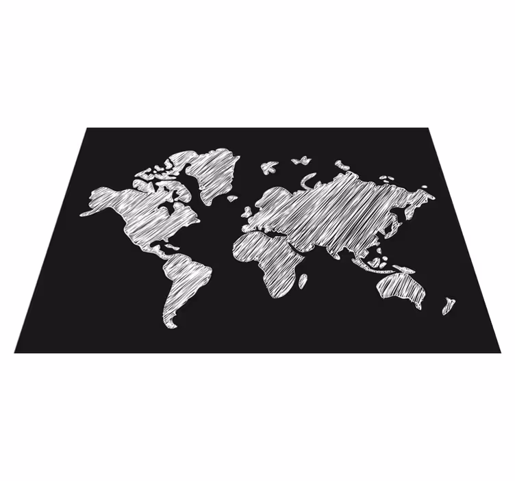 Tapis vinyle carte du monde design tableau noir gris - TenStickers