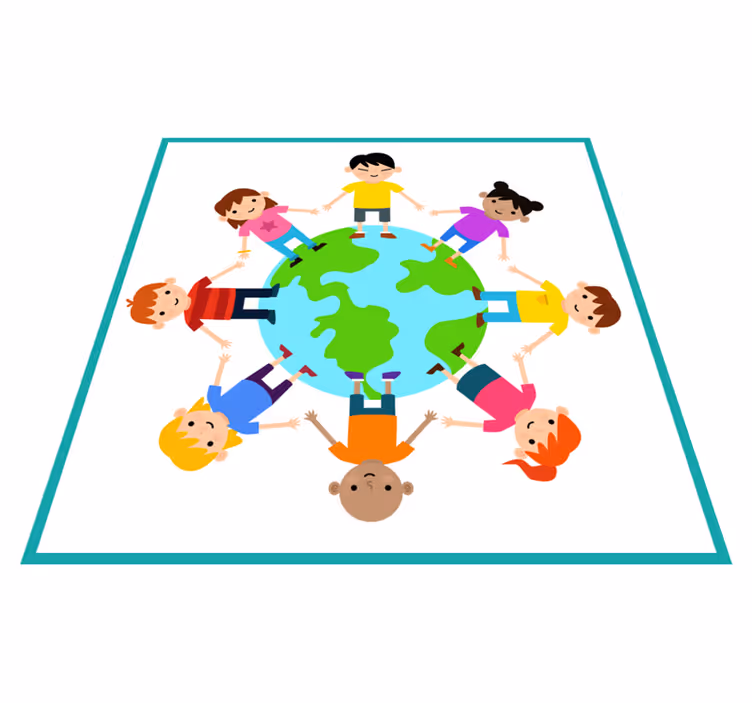 Tapis vinyle autres tapis le monde se tenant la main - TenStickers