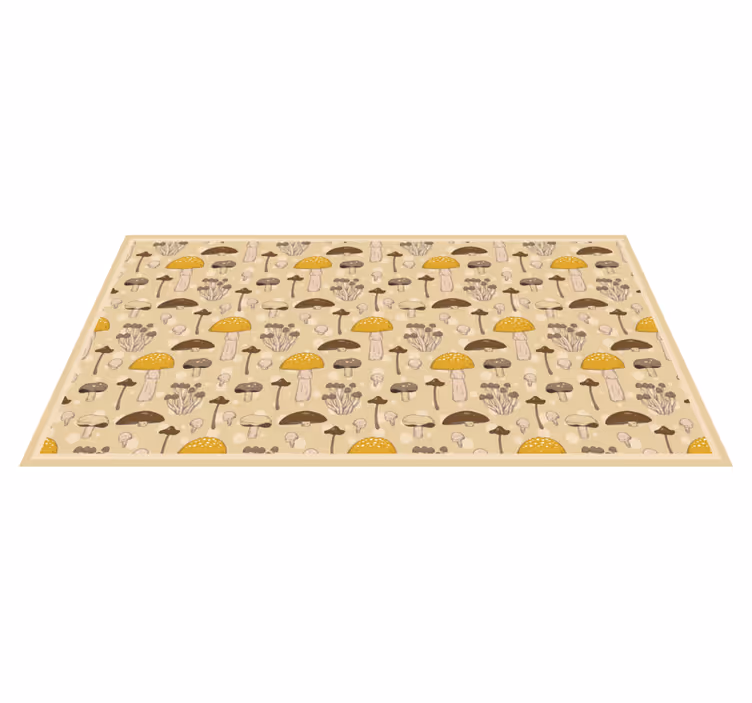Tapis vinyle cuisine Modèle de champignon dessiné à la main réali - TenStickers