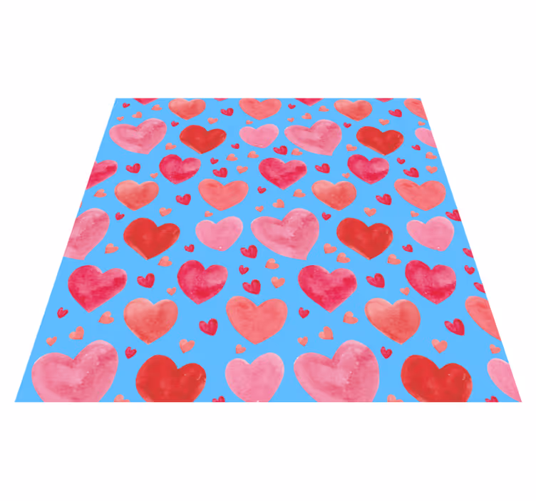 Tapis vinyle pour enfants Coeurs aquarelles roses et bleus - TenStickers