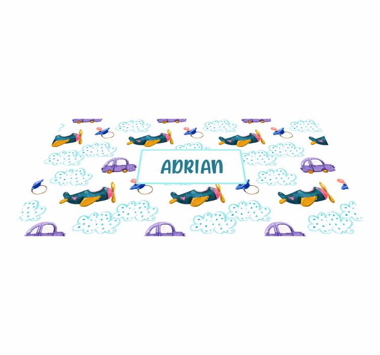 Tapis vinyle personnalisé thème d'avion fantaisiste - TenStickers