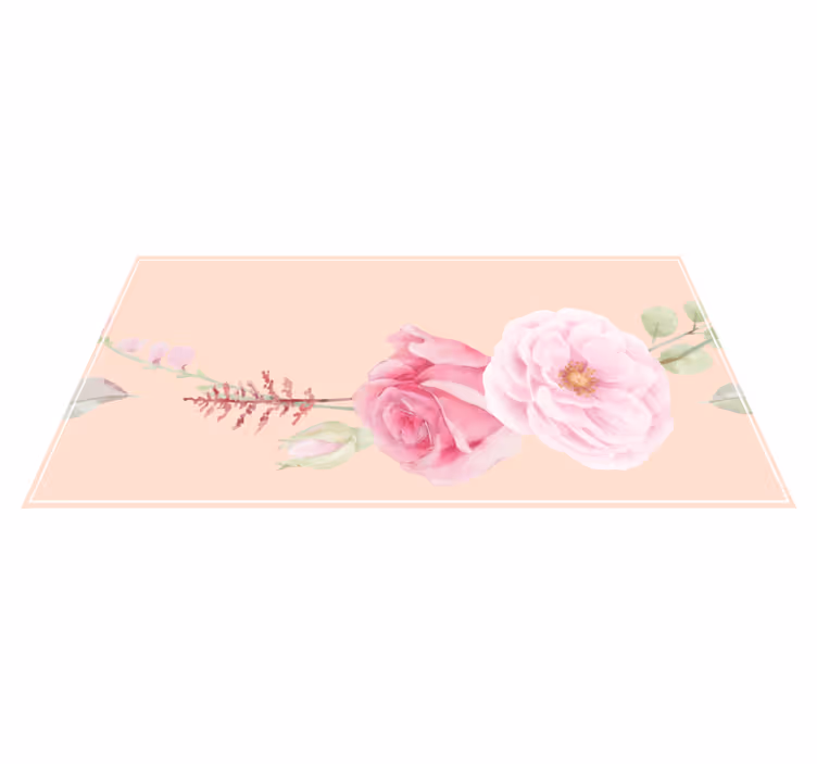 Tapis vinyle fleurs et plantes fleurs roses poudrées - TenStickers