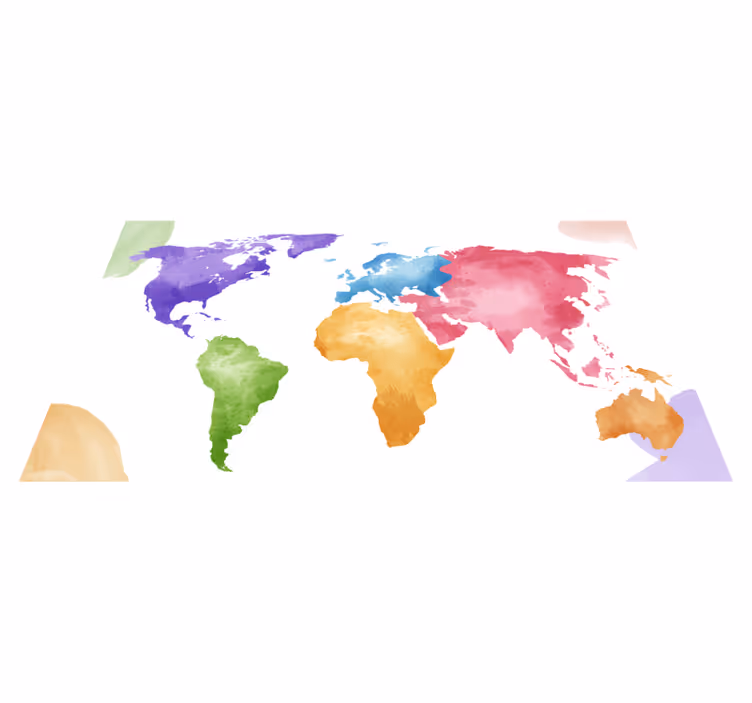 Tapis vinyle carte du monde Carte du monde aquarelle colorée - TenStickers