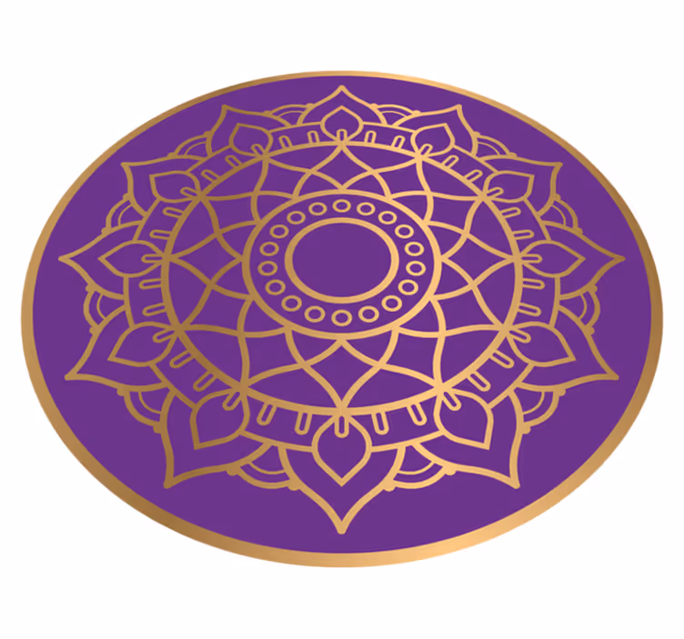 Tapis vinyle mandala motif violet et doré - TenStickers