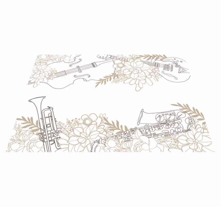 Tapis vinyle fleurs et plantes composition florale musicale - TenStickers