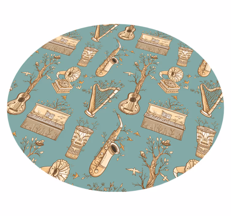 Tapis vinyle rond Modèle d'instruments de musique vintage - TenStickers