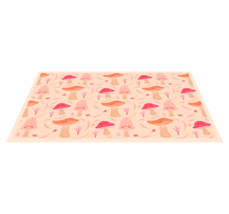 Tapis vinyle fleurs et plantes joyeux champignons classiques - TenStickers