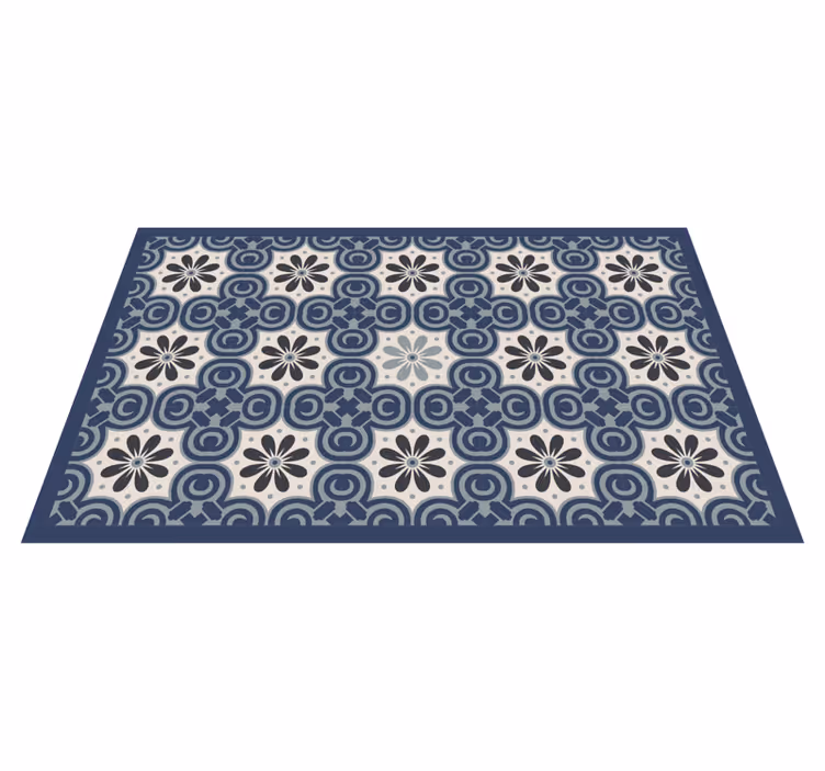 Tapis vinyle carreaux vinyle classique blanc et bleu - TenStickers