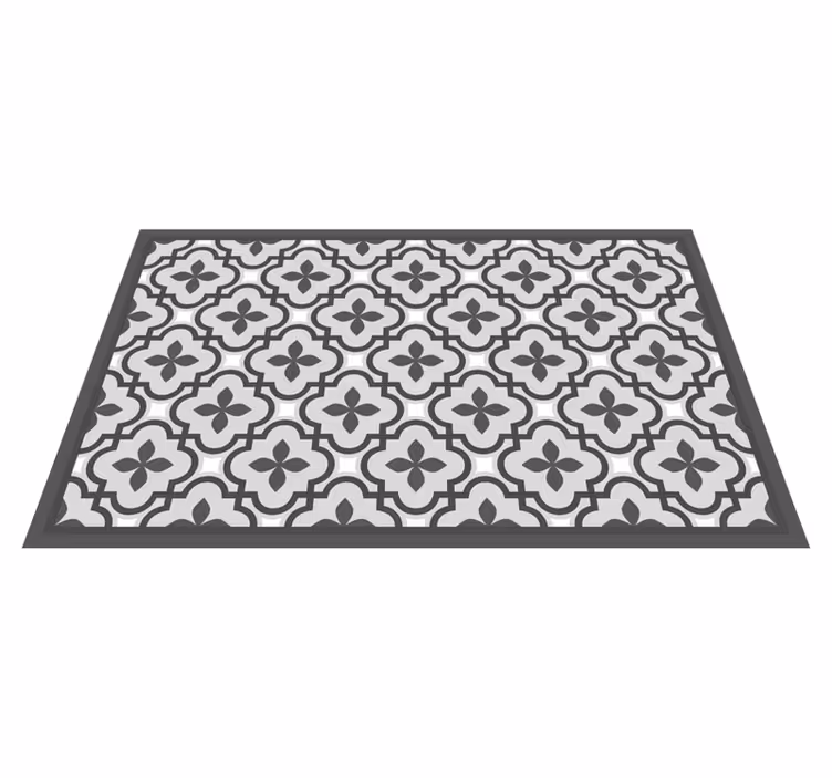 Tapis vinyle floral classique gris et blanc - TenStickers