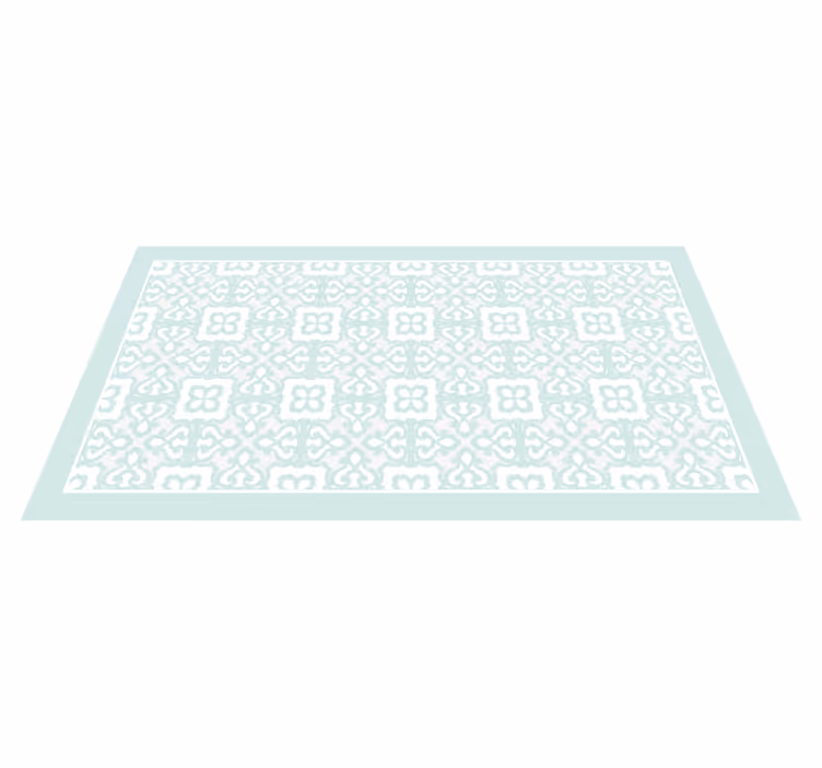 Tapis vinyle rétro motif floral bleu-vert léger - TenStickers