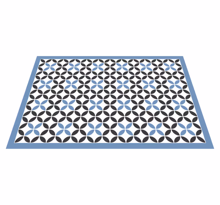 Tapis vinyle Lignes blanches noires bleues - TenStickers