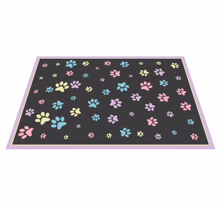 Tapis vinyle animal empreintes de pattes colorées - TenStickers