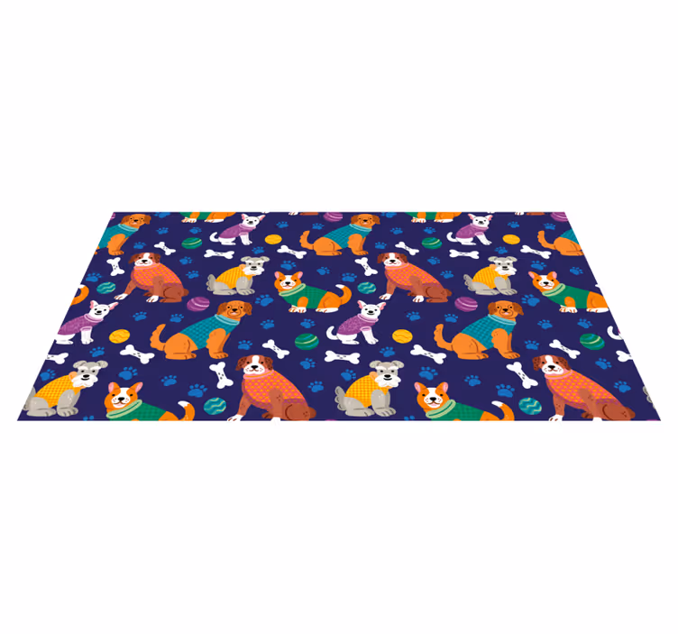 Tapis vinyle autres tapis chiots habillés de couleurs vives - TenStickers