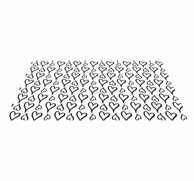 Tapis vinyle rectangulaire Icônes de coeur illustrées en noir - TenStickers