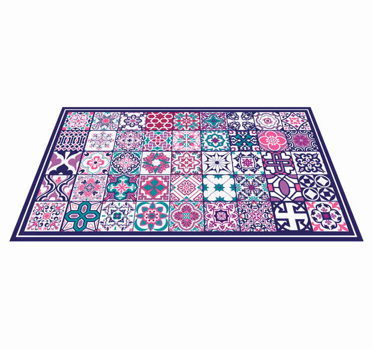 Tapis vinyle carreaux de ciment motifs de tuiles colorés - TenStickers