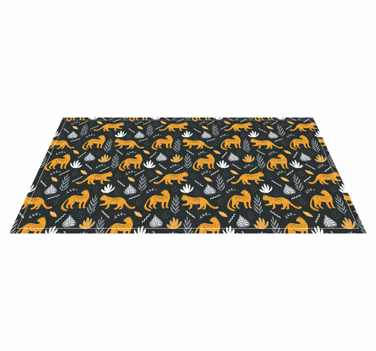 Tapis vinyle animal feuilles à motifs léopard - TenStickers
