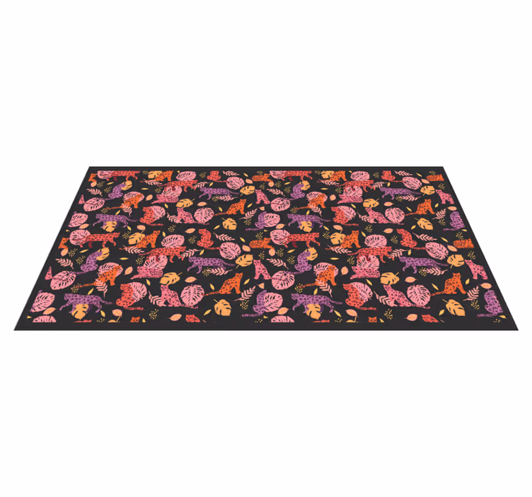 Tapis vinyle animal chats de la jungle colorés - TenStickers